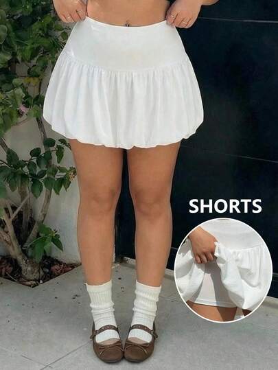 GalTyme 大码夏季休闲纯色郁金香下摆短裤