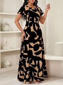 SHEIN Lady Đầm cỡ lớn thời trang in họa tiết toàn thân, thích hợp cho mùa hè. - Nhiều màu - Xem 5