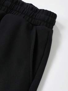 ROMWE MEN Men's Distressed Washed Printed Casual Shorts - Black - View 5