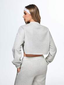 Eassivo 字母印花休闲运动短款卫衣 - 米色 - 查看 2