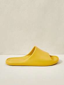 Cuccoo Women Shoes Yellow, New, Light And Silent Integrated Molding Open-Toe Thick-Bottomed Flat-Heeled Simple Wind EVA Rubber And Plastic One-Word Drag, Daily Home Bathroom And Beach Wear Cool Slippers - Yellow - View 2