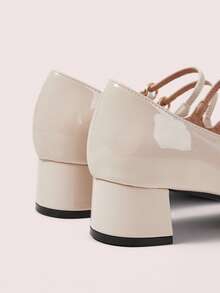 CUCCOO DOLLMOD Mary Jane Shoes Women's Shoes Versatile Casual Women's Fashion College Style Elegant And Cute Dating Wear Burgundy Low Heel Thick Heel Single Shoes Double Trip Strap - Beige - View 4