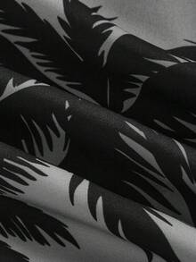 Mercer Haus 男士椰子印花泳褲，適合夏季度假海灘穿著 - 黑色 - 查看 7