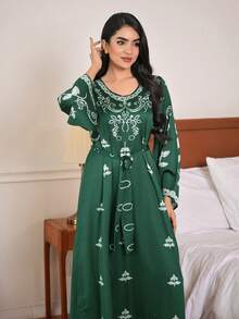 DAZY Áo ngủ dài rộng rãi in hoa dành cho nữ, thích hợp cho kỳ nghỉ. - màu xanh lá - Xem 8