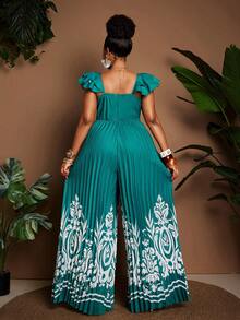 Maweii Mono vintage con volantes y estampado floral en verde, talla grande y sexy - Verde - Ver 6