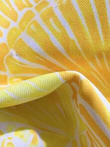 Swim Mod 随机金色贝壳印花露背比基尼上衣，性感泳装上衣，适合夏季度假 - 黃色 - 查看 3