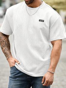Manfinity Homme Áo thun nam cỡ lớn cổ tròn tay ngắn, kiểu dáng thường ngày đa năng, thích hợp cho mùa hè. - trắng - Xem 5