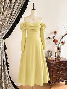 r Vestido elegante vintage para mujer con bolsillos, vestido casual para de vacaciones, ropa de invierno roja para mujer, ropa de invierno para mujer, conjunto de Navidad para mujer, ropa de Navidad, conjunto de Año Nuevo, conjunto de Acción de Gracias para mujer, vestido de invierno para mujer, vestido de Navidad para mujer, vestido de de Navidad para mujer, vestidos de Año Nuevo para mujer, vestidos elegantes para, vestidos para mujer, vestido de graduación, vestidos elegantes para mujer, vestidos formales para mujer - Amarillo - Ver 3