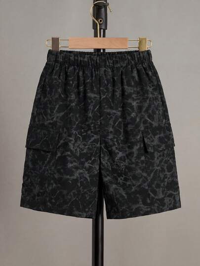 SHEIN 男童弹力腰带休闲工装短裤，适合日常穿着