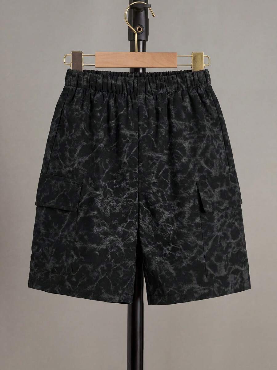 SHEIN 男童弹力腰带休闲工装短裤,适合日常穿着 - 彩色 - 查看 1