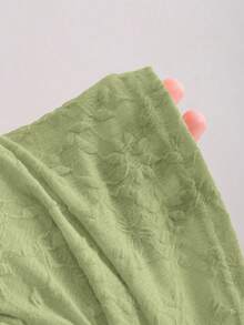 Sweetra Solid Color Square Neck Long Sleeve Dress, New Spring/Autumn Sexy Lace-Up Dress - Green - View 6