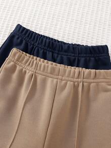 SHEIN 两件装男婴灰色和黑色保暖宽松阔腿裤，撞色抽绳腰带，百搭休闲，适合上学、居家、外出等各种场合，秋冬季时尚之选 - 彩色 - 查看 4