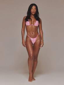 MUSERA Braguitas de bikini con estampado de la bandera de Inglaterra en estilo triángulo, ideal para primavera, verano, vacaciones, festivales, raves, grunge, chicas cool, estilo Y2K y fiestas punk - Rosa - Ver 5