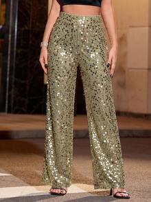 Glamine 豆绿色亮片派对女裤，适合度假、新年等场合 - 綠色 - 查看 5