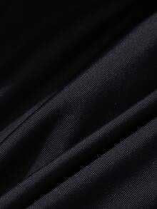 Livesso 女士连体网纱拼接交叉露背性感休闲沙滩泳衣，带流苏 - 黑色 - 查看 7