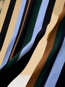 Plus Size V-Neck Batwing Sleeve Striped Loose 2 Pieces Set,Summer/Spring/Vacation - Multicolor - View 7