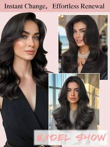 女士天然黑色假发片，真人发丝，适合头发稀疏的女性，蕾丝假发片，夹式接发，花朵发夹 - SNatural - 查看 13