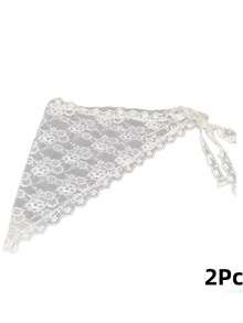 Joivida 1Pc Retro Lace Trim Scarf, Headscarf Layered With Triangle Scarf, Skirt, And Back Flap - multicolor - View 10