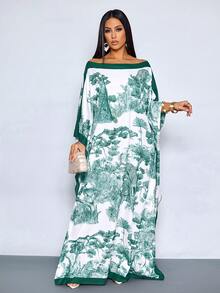SOLERSUN Đầm maxi nữ thanh lịch với khăn choàng hoa, kiểu dáng trễ vai, thích hợp cho kỳ nghỉ, du lịch hoặc dạ hội; Đầm maxi màu be thanh lịch với áo choàng hoa, kiểu dáng trễ vai, thích hợp cho tiệc cocktail trang trọng. - Màu xanh lá cây đậm - Xem 6