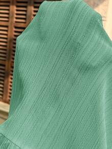 SHEIN 孕妇纯色无袖连体裤连衣裙，适合度假 - 綠色 - 查看 6