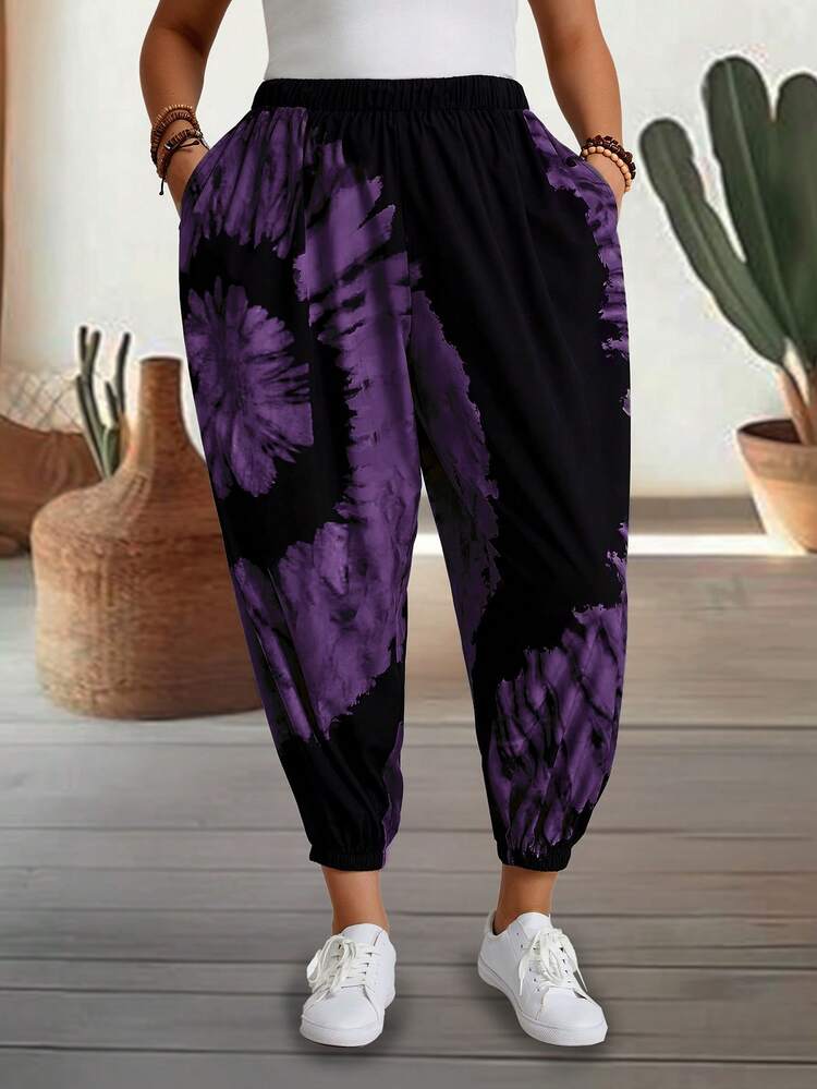 Plus Size Summer Countryside Printed Daily Casual Tapered Leg Pants Women Summer Pants Women's Pants Summer Outfits Summer Clothes Spring Dress Spring Outfit Women Spring Clothing Beach Vacation Outfits For Women Vacation Dress Bohemian Festival Outfits For Women Beach Outfits For Women