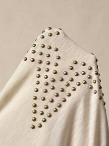 Bohemela 女士休闲纯色针织不对称肩部宽松T恤 夏季女式上衣 新款T恤 - 杏色 - 查看 8