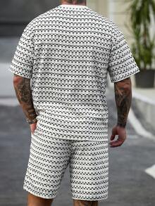 Manfinity CasualCool 男士撞色圆领短袖T恤，百搭休闲日常穿着，夏季 - 杏色 - 查看 2