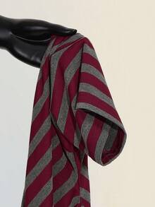 SHEIN ICON Y2k 女款哥特风 Coachella 音乐节俱乐部嬉皮辣妹中国风红黑条纹不对称肩短袖侧扭结时尚上衣，夏季 - 彩色 - 查看 15