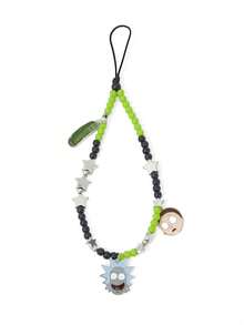 Rick and Morty X SHEIN Dây đeo điện thoại di động đính hạt thủ công bằng hợp kim kẽm màu đen xanh lá cây hình hoạt hình dễ thương, kiểu dáng unisex, hình ngôi sao, mặt dây chuyền điện thoại. - Nhiều màu - Xem 6