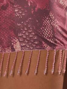 MUSERA Đầm mini dáng rộng trễ vai, viền ren, in họa tiết, thích hợp cho kỳ nghỉ hè, đi biển, Ibiza, lễ hội, thanh lịch, mùa trăng anh đào. - Nhiều màu - Xem 6