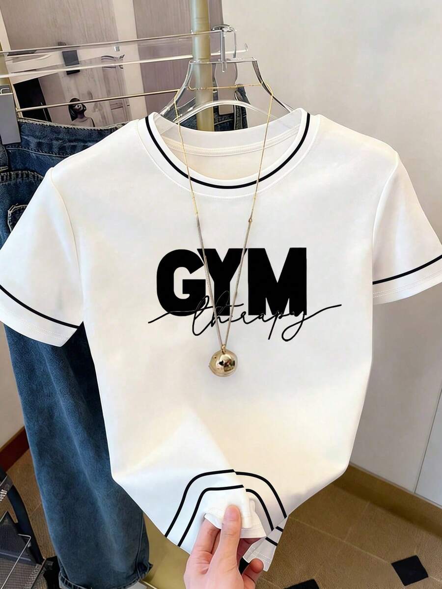 Resyla Women's Minimalist Printed Short Sleeve Round Neck T-Shirt - White - View 1