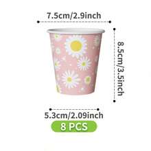 Pink Daisy Garden Disposable Plates, Napkins And Cups Set, Serves 8 Guests.This Disposable Party Set (Including Plates, Napkins And Cups) Is Perfect For Birthday Parties, Weddings And Family Picnics. - View 7