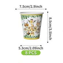 Juego desechable de platos, servilletas y vasos con diseño de bestias adorables, sirve para 8 invitados. Este conjunto de suministros desechables para fiestas (que incluye platos, servilletas y vasos) es perfecto para fiestas de cumpleaños, bodas y picnics familiares. - Ver 9
