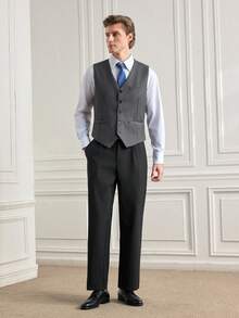 Officeau Quần ống đứng thường ngày cho nam, thời trang và tối giản, mùa thu/đông - màu đen - Xem 7