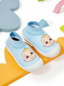 CoComelon X SHEIN Cute Cartoon Blue Baby Toddler Shoes,  All-Season Soft & Breathable Infant Shoes Wear-Resistant Versatile Slip-On Walking Shoes Sneakers,Unisex For Boys And Girls Indoor Outdoor - Blue - View 2