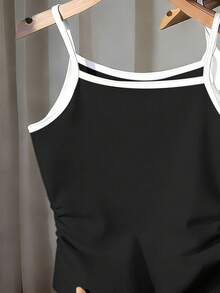 3pcs/Set Tween Girls Black & White Striped Print Camisole, Comfortable And Versatile For Outdoor, Spring, Summer, Autumn, Daily Wear - Multicolor - View 3
