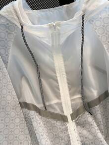 Airaco Casual Geometric Print Hooded Jacket, Spring/Summer - White - View 3