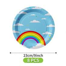 Set de farfurii, șervețele și pahare de unică folosință Rainbow Clouds, pentru 8 persoane. Acest set de articole pentru petreceri de unică folosință (include farfurii, șervețele și pahare) este perfect pentru petreceri de ziua de naștere, nunți și picnicuri în familie. - Vizualizare 10