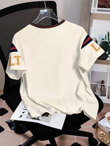 LOONEY TUNES X SHEIN Áo thun nữ tay ngắn cổ tròn in họa tiết dễ thương, kiểu dáng thường ngày. - trắng - Xem 2