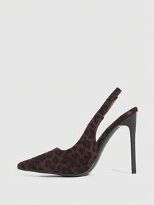 CUCCOO SZL Women Shoes Women's Pointed Thin High Heel Dark Coffee Leopard Print Fabric Fashion Sexy Dinner Party Night Club Women's High Heel Shoes Slingback Slingback Shoes Women's Shoes - Jaguar 12 brown - View 9