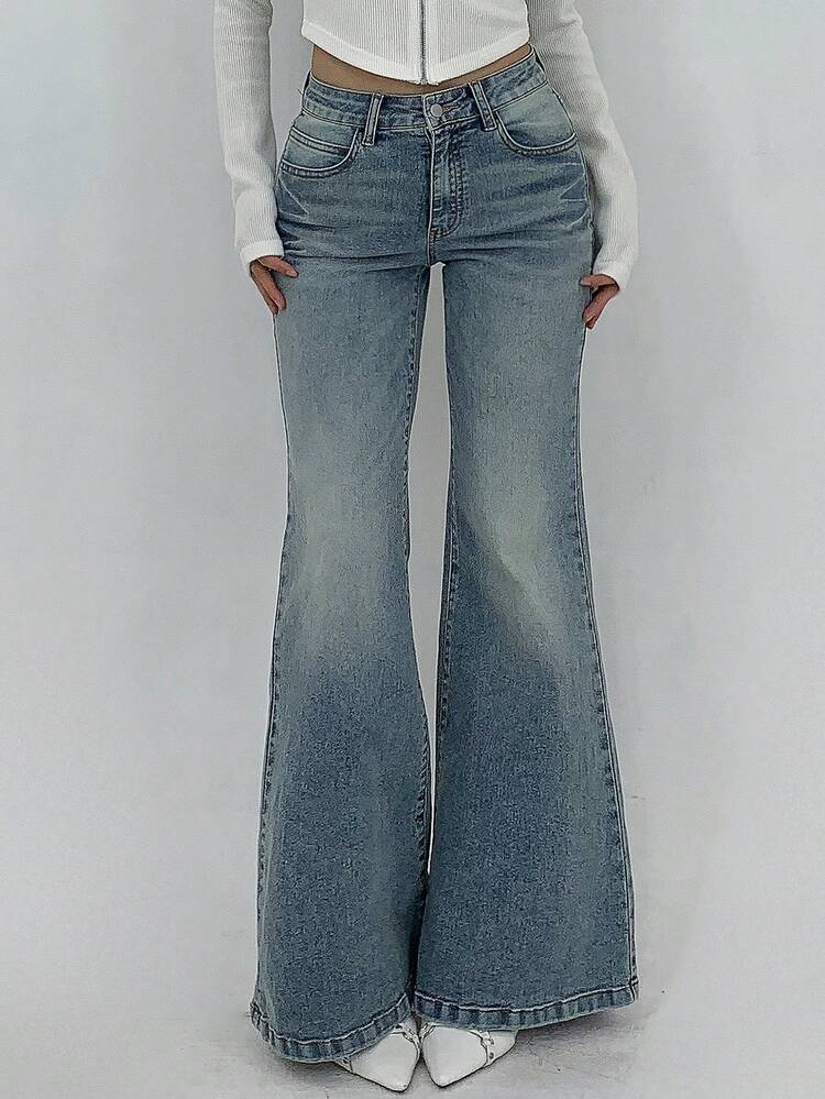 Women's Distressed Flare Leg Jeans