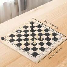 1件双面木制棋盘，可用于国际象棋、跳棋和井字棋 - 24个可拼接的木制跳棋和32个标准国际象棋棋子 - 适合14岁及以上人群，适合家庭娱乐，棋盘游戏，国际象棋，棋盘，木制棋盘游戏，国际象棋木制棋盘，拼字游戏棋盘，情人节礼物 - 彩色 - 查看 10