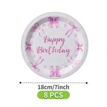 Bow Birthday Disposable Plates, Napkins And Cups Set, Serves 8 Guests.This Disposable Party Set (Including Plates, Napkins And Cups) Is Perfect For Birthday Parties, Weddings And Family Picnics. - View 6