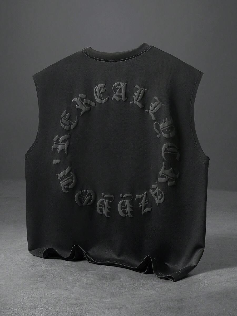 PAVTROS Men's Casual Street Style Matching Print Foam Top - Dark Grey - View 1