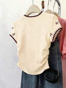 Resyla Women's T-Shirt, Cherry Blossom Print Design, Casual Versatile Summer Outdoor Top, Elegant Graphic, Suitable For Daily Wear, Outdoor, Shopping, Travel - Multicolor - View 2