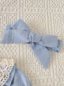 Playful Pals Baby Girls' Round Neck Lace Trim Princess Bubble Sleeve Waist Flare Hem Dress, Summer - Blue - View 7