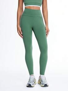 Eassivo Quần yoga nữ kẻ sọc tương phản, quần legging thể thao nâng mông, quần bó sát tập Pilates. - màu xanh lá - Xem 2