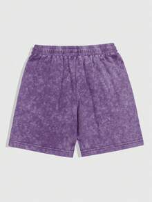 ROMWE MEN Men's Drawstring Waist Pocket Casual Versatile Shorts - Purple - View 2