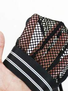 DrisQ 男士镂空撞色条纹性感三角裤 - 黑色 - 查看 7