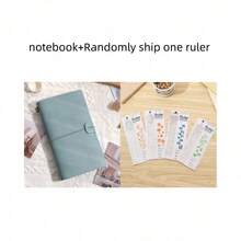 1 pieza Cuaderno de encuadernación creativa con marcador de metal, incluye papel kraft + papel cuadriculado + bolsa de almacenamiento de PVC, adecuado para diarios, diario de viaje vintage portátil, papelería estudiantil - Multicolor - Ver 21